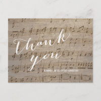 Merci Vintage du Mariage de feuille de musique 