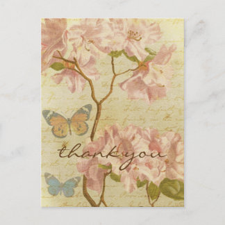 Carte Postale Merci Vintage Rhododendron rose Élégant Floral