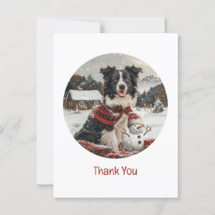 Carte Postale Merci Vous Noël Border Collie Chien Bonhomme de Ne