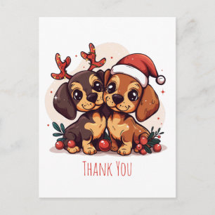 Carte Postale Merci Vous Noël Chiens Dachshund