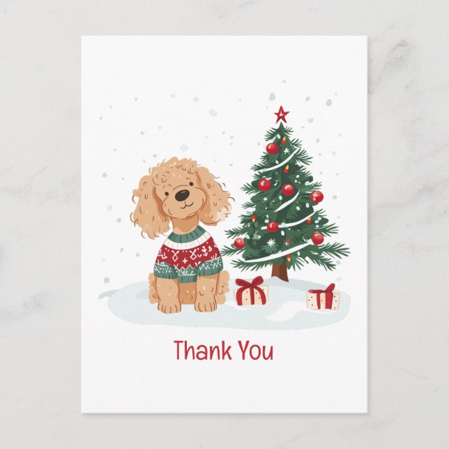 Carte Postale Merci Vous Noël Goldendoodle Chien (Devant)