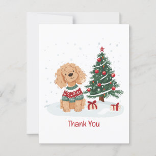 Carte Postale Merci You Christmas Goldendoodle Chien
