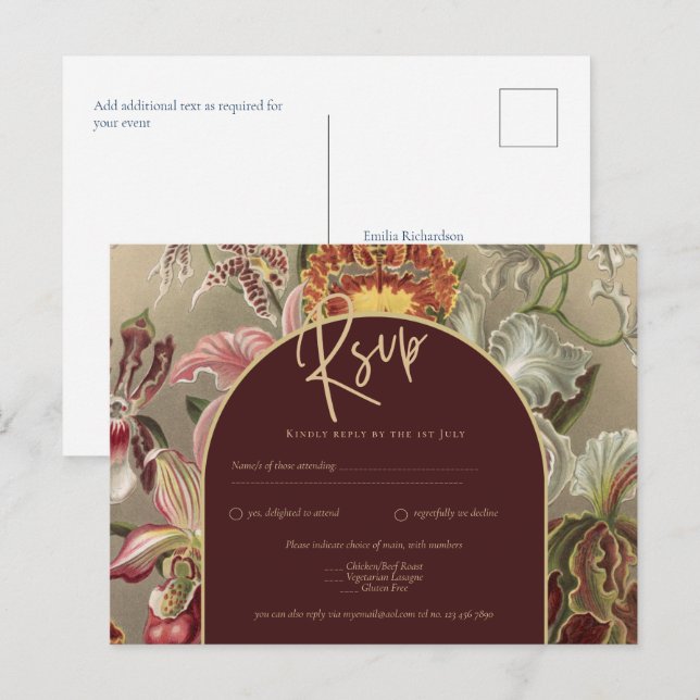 Carte Postale Mercredi Vintage Botanique Bourgogne Floral (Devant / Derrière)