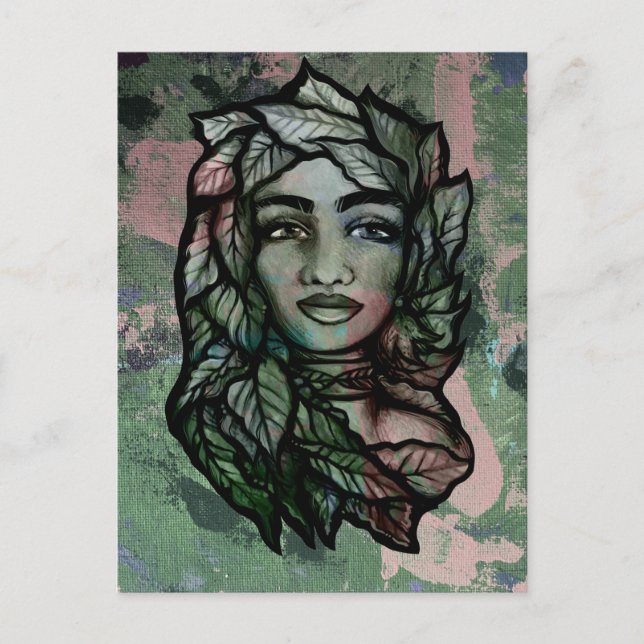 Carte Postale Mère Abstraite Terre Gaïa Goddess Sorcière verte (Devant)