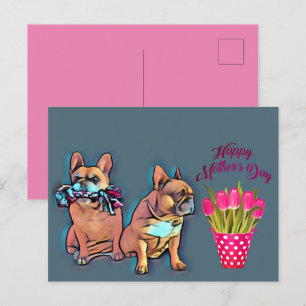 Carte Postale Mère bouledogue français Fête des mères French Bul