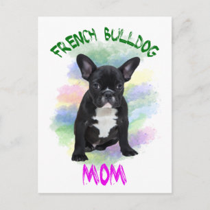 Carte Postale Mère Bouledogue Français Peinture à l'huile Aquare