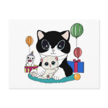 Mère chat et chaton fêtent. Kittycat