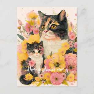 Carte postale Mère Colorée Chat et Kitten pour mam