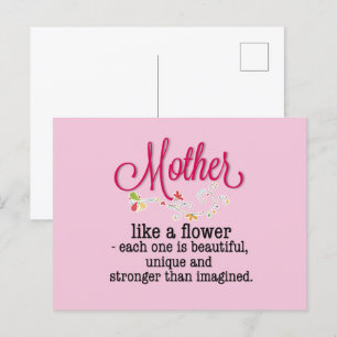 Carte Postale Mère comme une fleur, chacune est belle