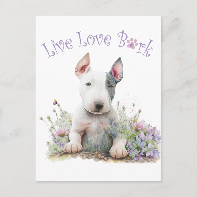 Carte Postale Mère de Bull Terrier Floral (Devant)