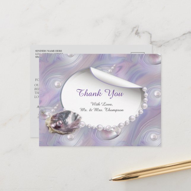 Carte Postale Mère des perles fusionnées comme des perles liquid (Devant/Arrière en situation)