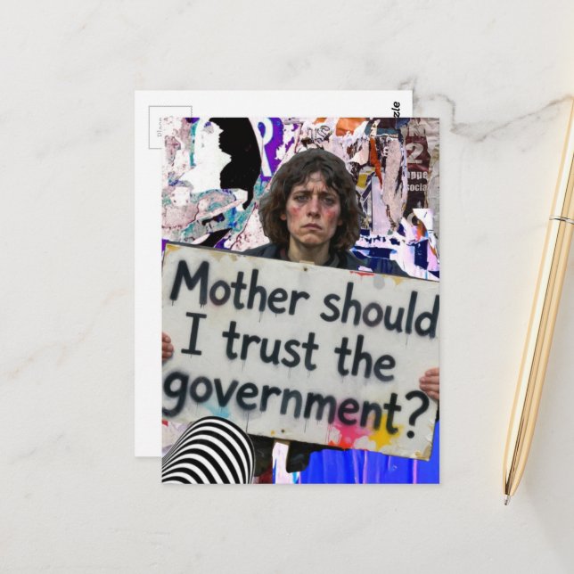 Carte Postale Mère devrais-je faire confiance au gouvernement ?  (Devant/Arrière en situation)