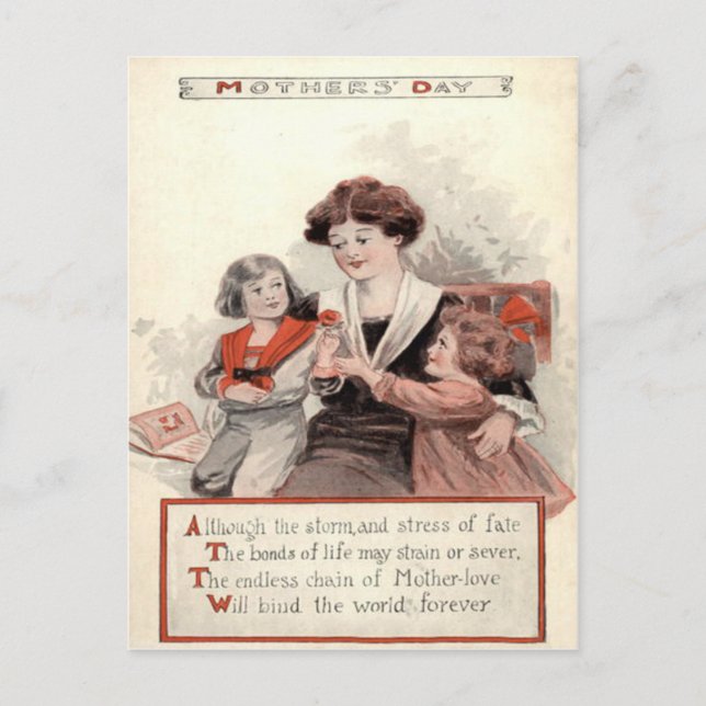 Carte Postale Mère Enfants Fleur (Devant)