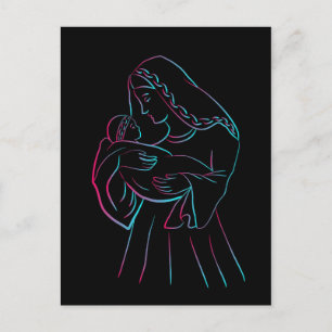 Carte postale mère et enfant