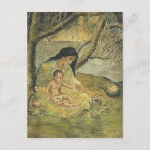 Carte Postale Mère et enfant hawaïens - Charles W. Bartlett