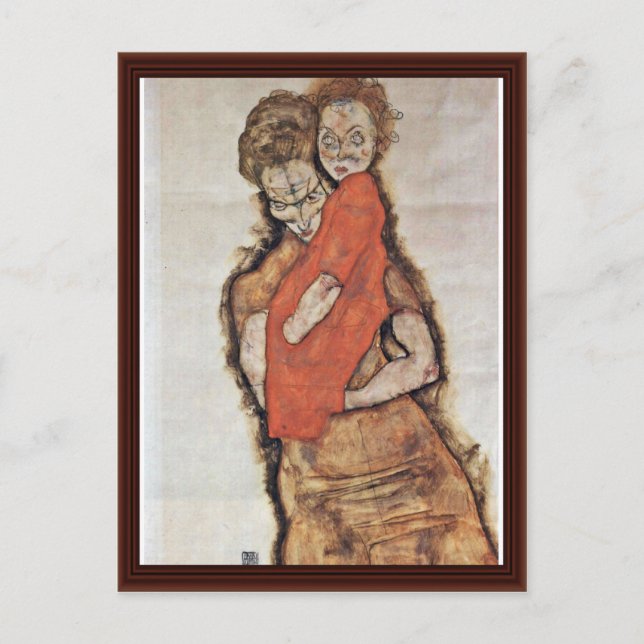 Carte Postale Mère Et Enfant Par Schiele Egon (Devant)