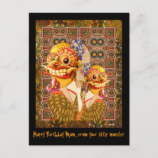 Carte Postale Mère et enfant (petit monstre) (Devant)