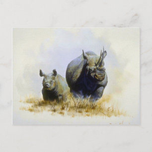 Carte Postale Mère et fils, Rhinoceros