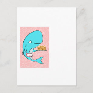 Carte Postale Mère femme au foyer de baleine avec gâteau au kril