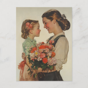 Carte Postale Mère Fille Partager Fleurs Moment Spéciales