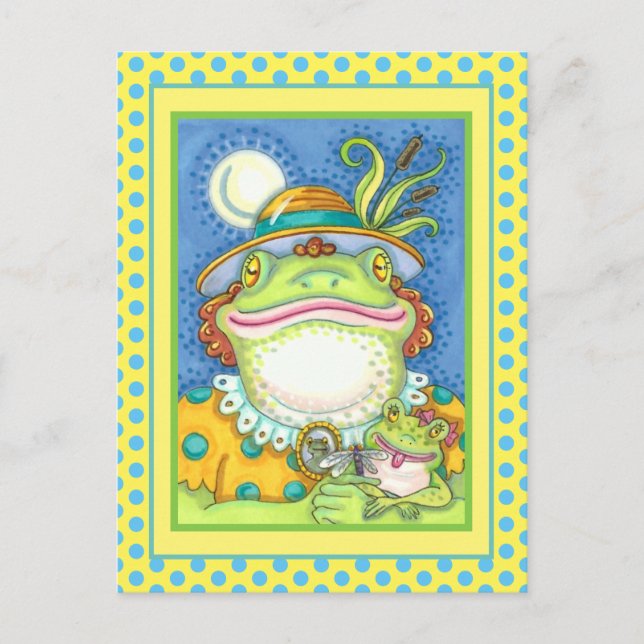 Carte Postale MÈRE FROG & BÉBÉ FROGETT, FAMILLE AIMER Drôle (Devant)