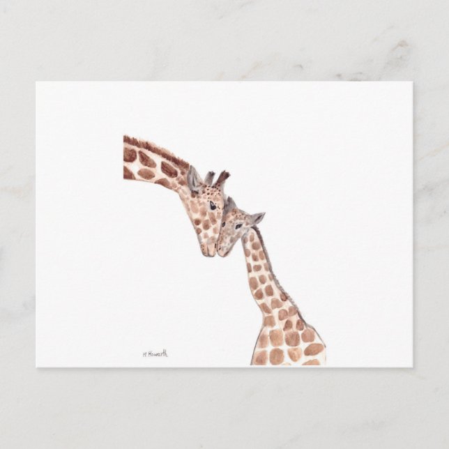 Carte Postale Mère girafe avec bébé (Devant)
