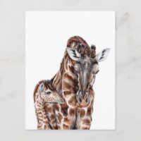 Mère Giraffe avec Bébé Giraffe