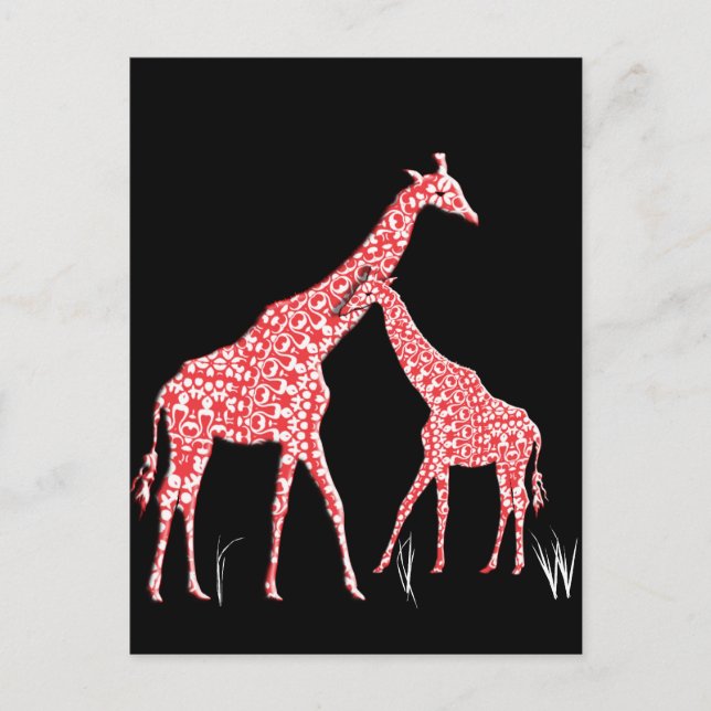 Carte Postale Mère mignonne bébé Motif Whimsical Giraffe Orange (Devant)