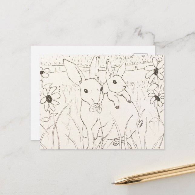 Carte Postale Mère mignonne lapin lapin lapin (Devant/Arrière en situation)