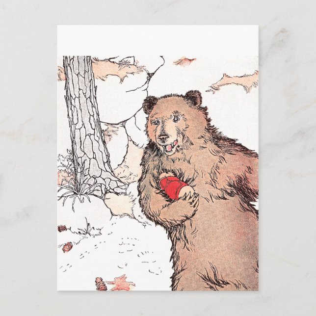 Carte Postale Mère Ours portant un chien des Prairies (Devant)