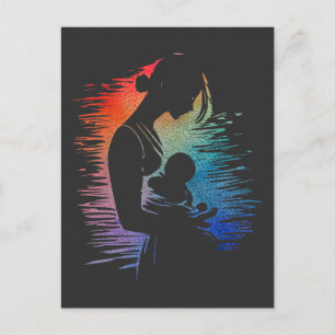 Carte Postale Mère portant son bébé, maman et son croquis de béb