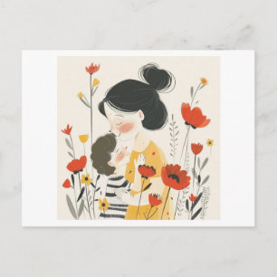 Carte Postale Mère serrant son fils dans ses bras