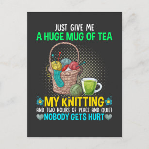 Carte Postale Mère Tricot amusant Travail de l'aiguille Tea Love