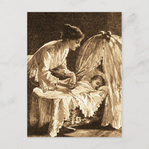 Carte Postale Mère vintage et bébé
