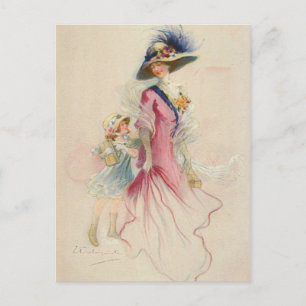 Carte Postale Mère vintage et enfant