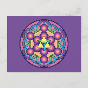 Carte Postale Merkaba, le Cube de Metatron sur Flower of life