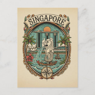 Carte Postale Merlion Singapour