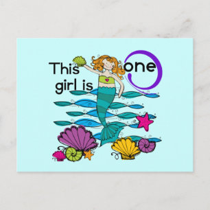 Carte Postale Mermaid 1er Anniversaire Tshirts et cadeaux