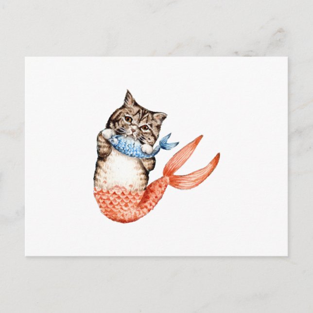 Carte Postale Mermaid Chat Purmaid (Devant)