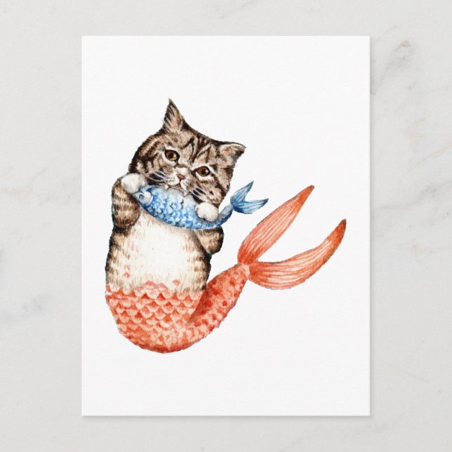 Carte Postale Mermaid Chat Purmaid (Devant)