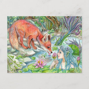 Carte Postale Mermaid et Fox