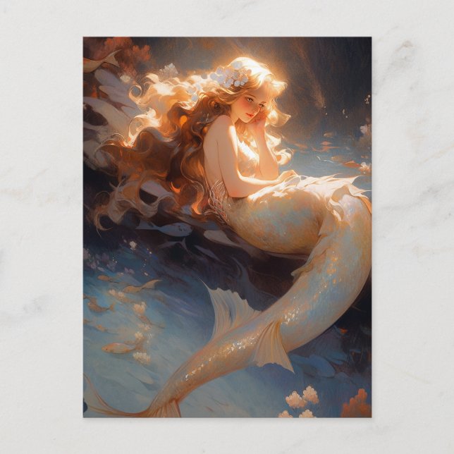 Carte Postale Mermaid Imaginaire Art (Devant)