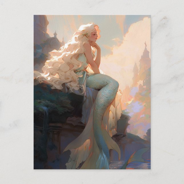 Carte Postale Mermaid Imaginaire Art (Devant)