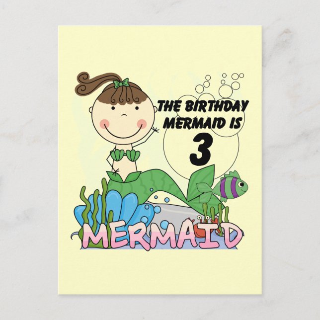 Carte Postale Mermaid T-shirts et cadeaux pour le 3ème anniversa (Devant)