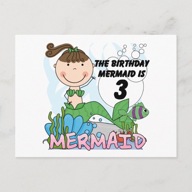 Carte Postale Mermaid T-shirts et cadeaux pour le 3ème anniversa (Devant)