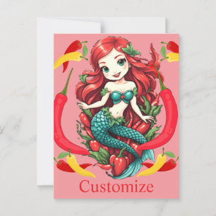 Carte Postale Mermaid Thunder_Cove à deux queue à tête rouge