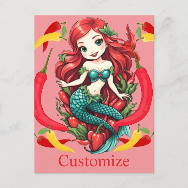 Carte Postale Mermaid Thunder_Cove à deux queue à tête rouge (Devant)