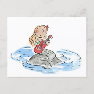 Carte Postale Mermaid Ukulele