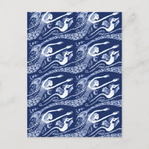 Carte Postale Mermaid with Pearls and Seahorse