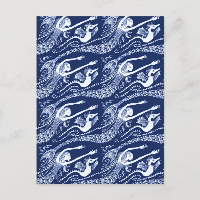 Carte Postale Mermaid with Pearls and Seahorse (Devant)